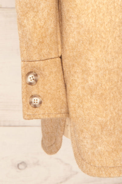 Iris Sand Oversized Shirt Jacket | La petite garçonne side bottom close-up