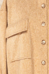 Iris Sand Oversized Shirt Jacket | La petite garçonne pocket close-up