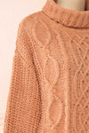 Irma Beige Turtleneck Knit Sweater | La petite garçonne side close-up
