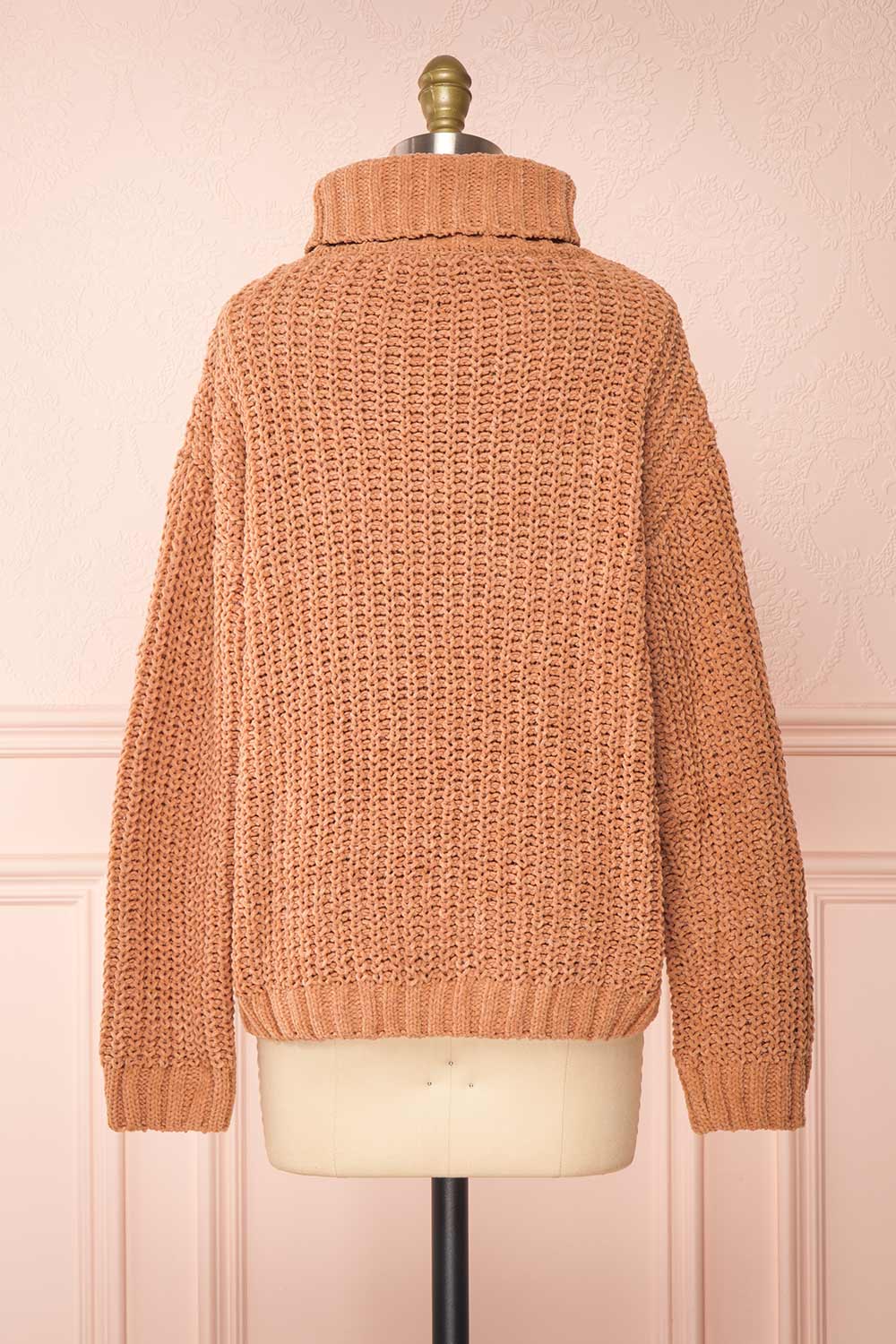 Irma Beige Turtleneck Knit Sweater | La petite garçonne back view 