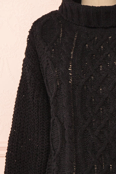 Irma Black Turtleneck Knit Sweater | La petite garçonne front close-up