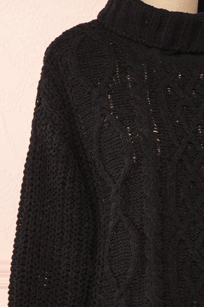 Irma Black Turtleneck Knit Sweater | La petite garçonne side close-up