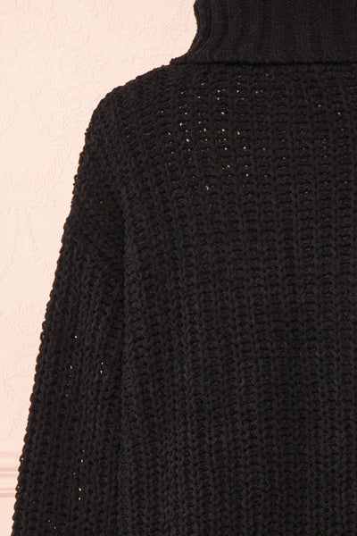 Irma Black Turtleneck Knit Sweater | La petite garçonne back close-up
