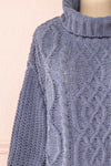 Irma Blue Turtleneck Knit Sweater | La petite garçonne front close-up