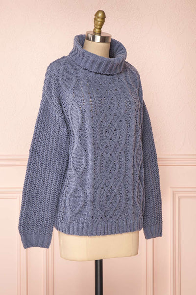Irma Blue Turtleneck Knit Sweater | La petite garçonne side view