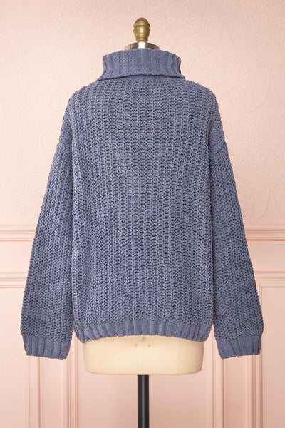 Irma Blue Turtleneck Knit Sweater | La petite garçonne back view