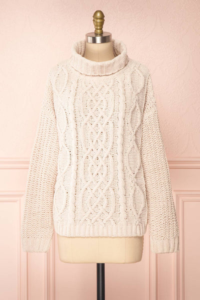 Irma Ivory Turtleneck Knit Sweater | La petite garçonne front view