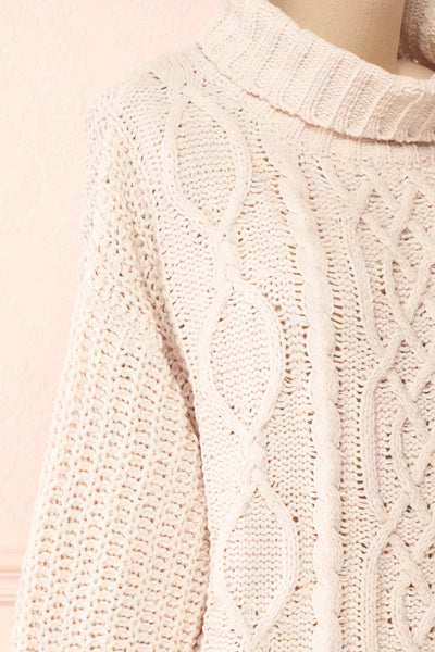 Irma Ivory Turtleneck Knit Sweater | La petite garçonne side close-up