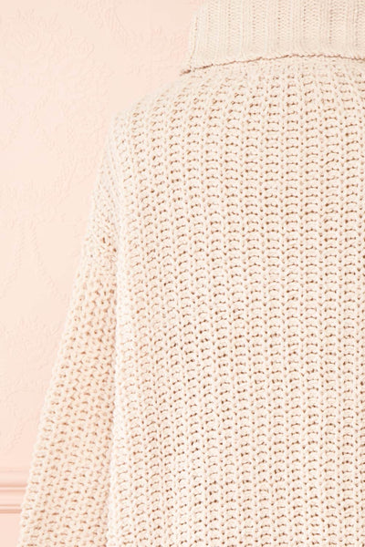Irma Ivory Turtleneck Knit Sweater | La petite garçonne back close-up