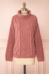 Irma Pink Turtleneck Knit Sweater | La petite garçonne front view