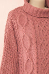 Irma Pink Turtleneck Knit Sweater | La petite garçonne side close-up