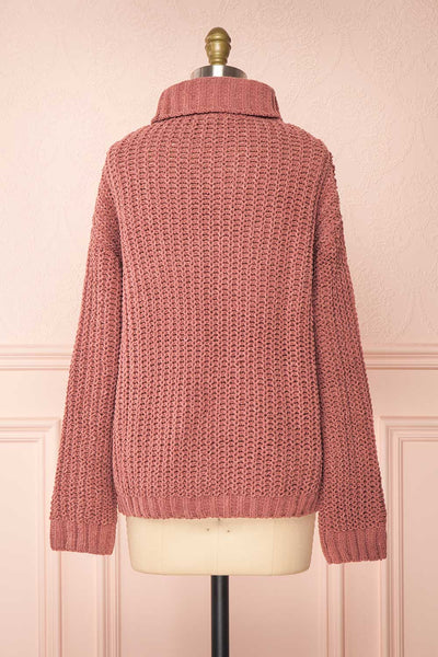 Irma Pink Turtleneck Knit Sweater | La petite garçonne back view
