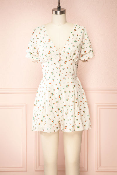 Irmelin Short Sleeve Floral Romper | Boutique 1861 front view