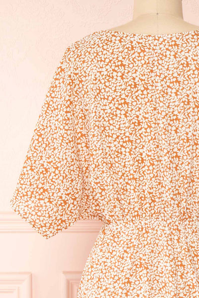 Irmy Floral Print Short Sleeve Midi Dress | Boutique 1861 back close-up