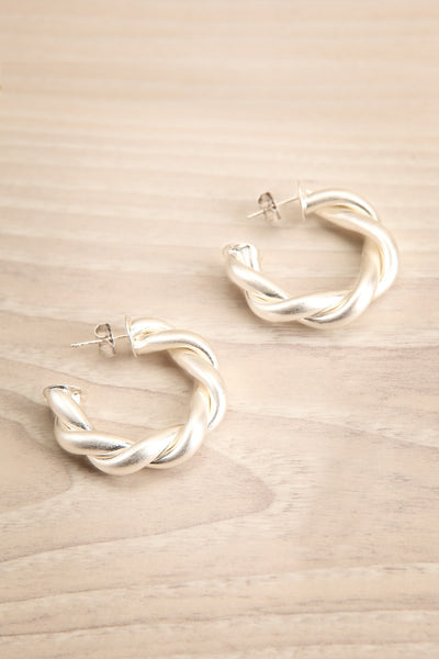 Irsina Silver Twisted Hoop Earrings | La Petite Garçonne