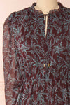 Irulan Burgundy & Teal Long Sleeve Maxi Dress | Boutique 1861 front close-up