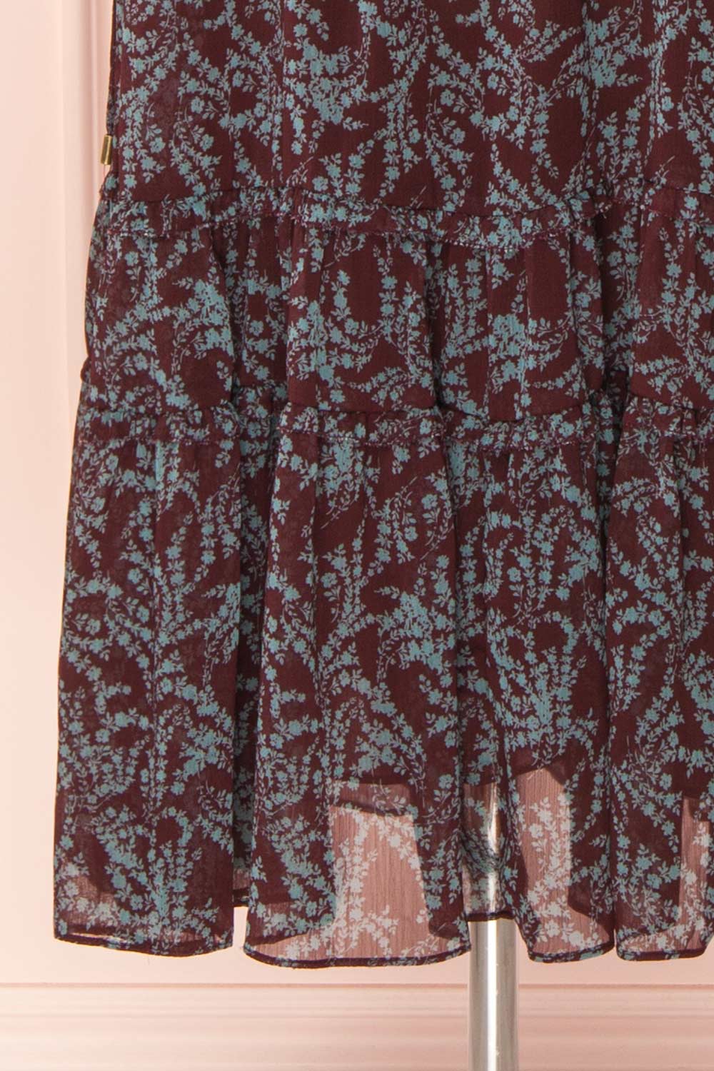 Irulan Burgundy & Teal Long Sleeve Maxi Dress | Boutique 1861 bottom 