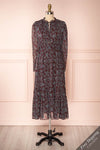 Irulan Burgundy & Teal Long Sleeve Maxi Dress | Boutique 1861 front view