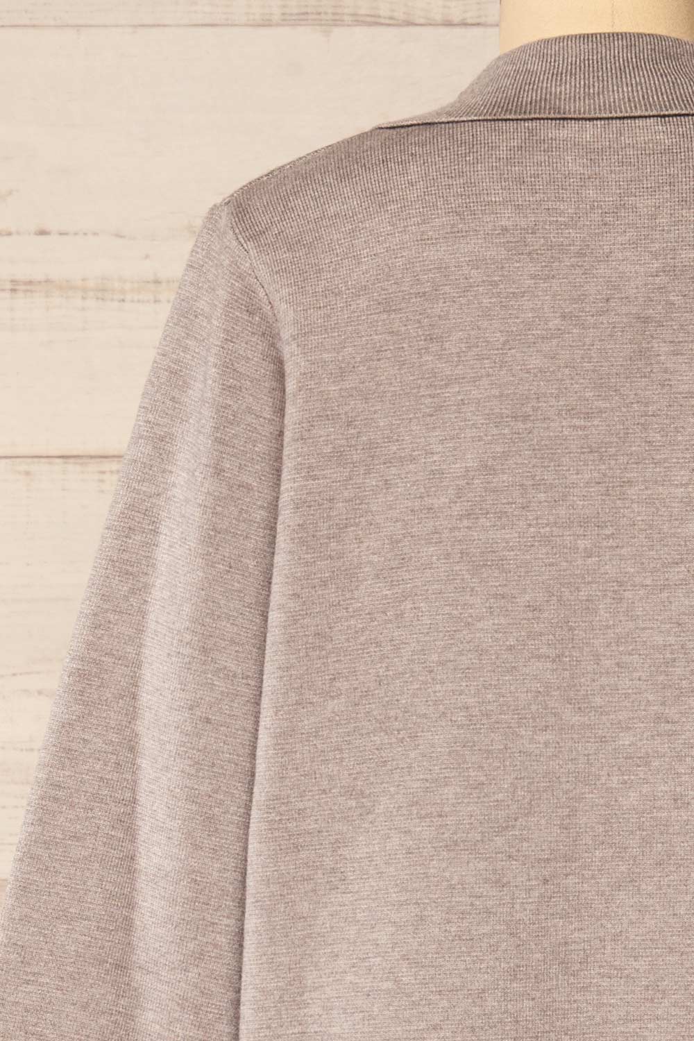 Irun Grey Long Knit Cardigan | La petite garçonne back close-up