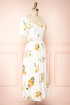 Iseul Floral Midi Dress w/ Puffy Sleeves | Boutique 1861 side view