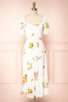 Iseul Floral Midi Dress w/ Puffy Sleeves | Boutique 1861 front view