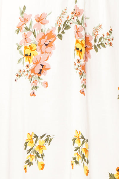 Iseul Floral Midi Dress w/ Puffy Sleeves | Boutique 1861 texture