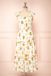Islanda Midi Dress w/ Orange Blossom Print | Boutique 1861 front view