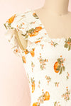 Islanda Midi Dress w/ Orange Blossom Print | Boutique 1861 side close-up