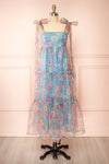 Ismelda Blue Tiered Floral Midi Dress w/ Ruffles | Boutique 1861 front view