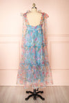 Ismelda Blue Tiered Floral Midi Dress w/ Ruffles | Boutique 1861 back view