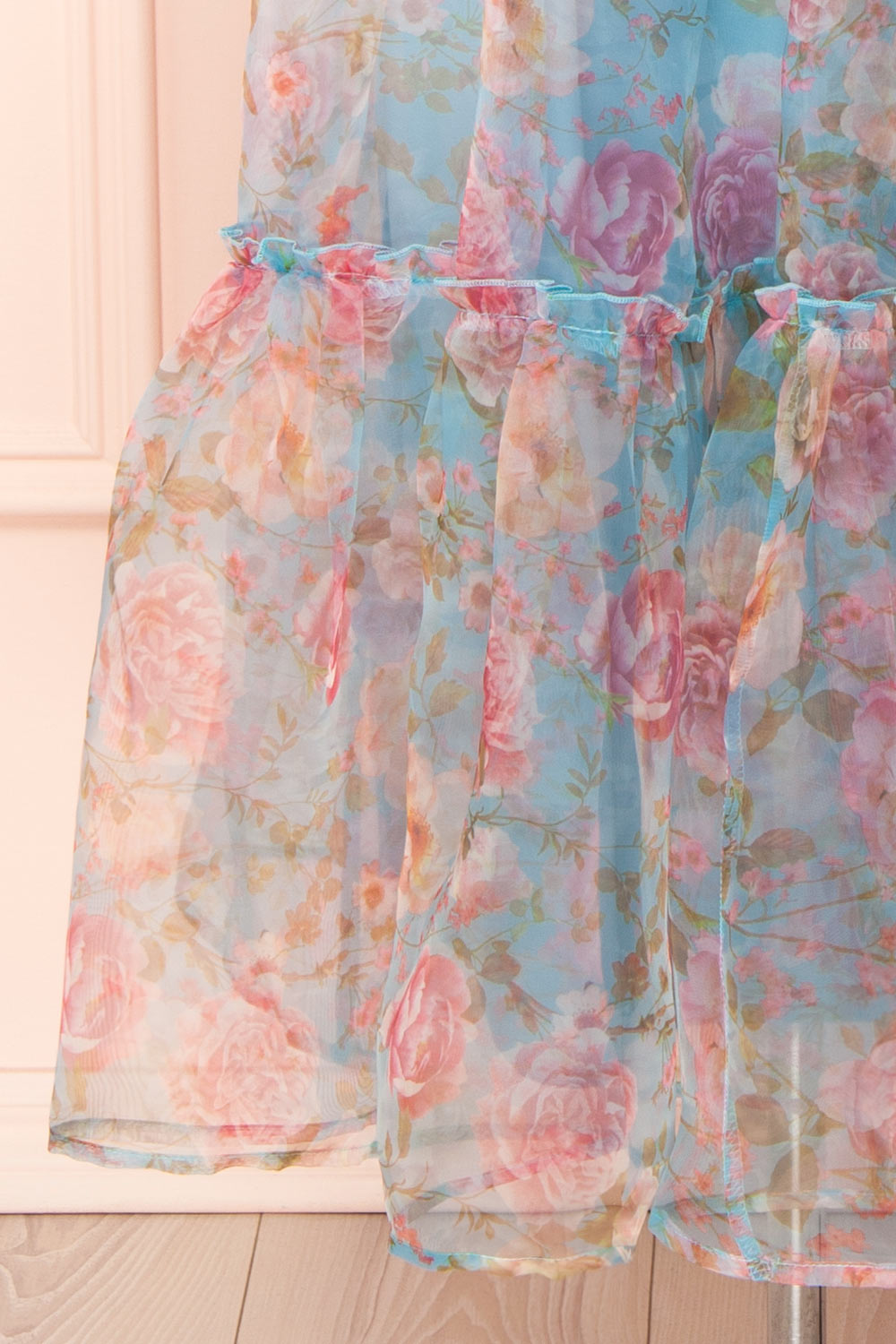 Ismelda Blue Tiered Floral Midi Dress w/ Ruffles | Boutique 1861 bottom 