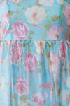 Ismelda Blue Tiered Floral Midi Dress w/ Ruffles | Boutique 1861 fabric