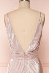 Ismene Lilac Metallic A-Line Gown with High Slits | Boutique 1861 back close-up