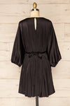 Isobel Black Short Satin Dress with 3/4 Sleeves | La petite garçonne back view