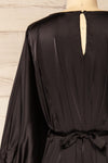 Isobel Black Short Satin Dress with 3/4 Sleeves | La petite garçonne back close-up