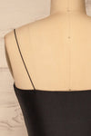 Istra Black Thin Strap Silky Crop Top | La petite garçonne back close-up