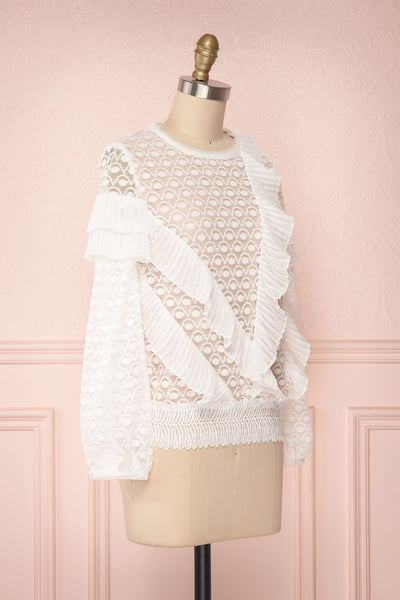 Istus Day White Lace Blouse with Pleated Ruffles | Boutique 1861 3