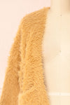 Itzel Beige Fuzzy Open Cardigan w/ Pockets | Boutique 1861 front close-up