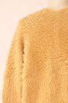 Itzel Beige Fuzzy Open Cardigan w/ Pockets | Boutique 1861 back close-up