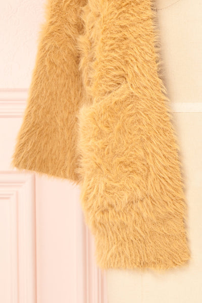 Itzel Beige Fuzzy Open Cardigan w/ Pockets | Boutique 1861 sleeve