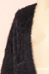 Itzel Black Fuzzy Open Cardigan w/ Pockets | Boutique 1861 front close-up