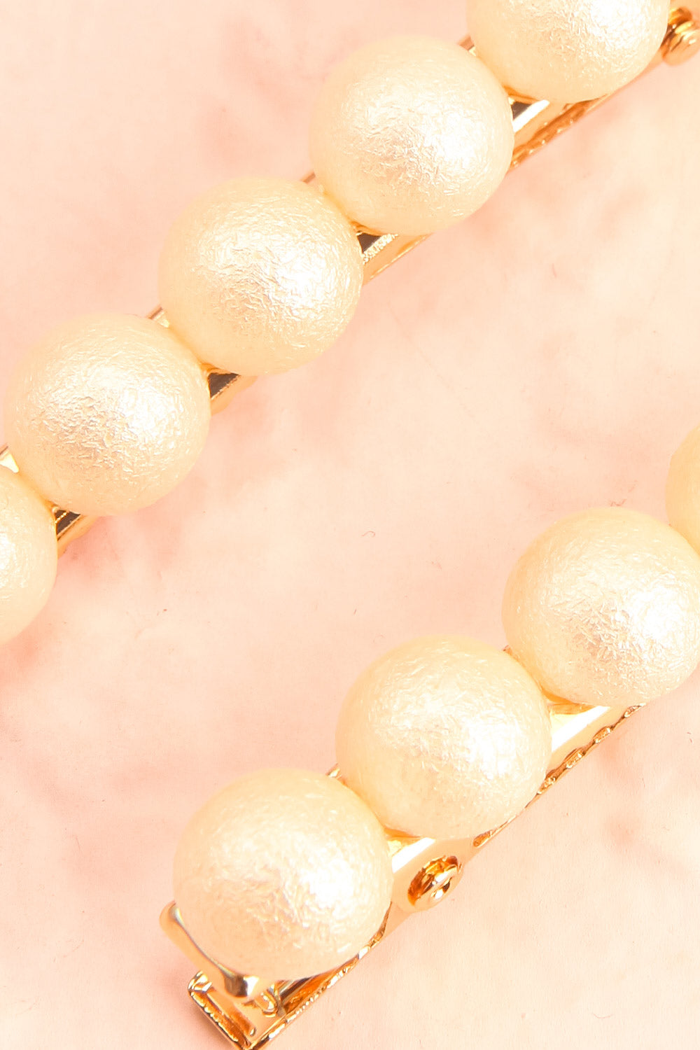 Iubeo Cream Beaded Hair Clips with Shimmer close-up | Boutique 1861