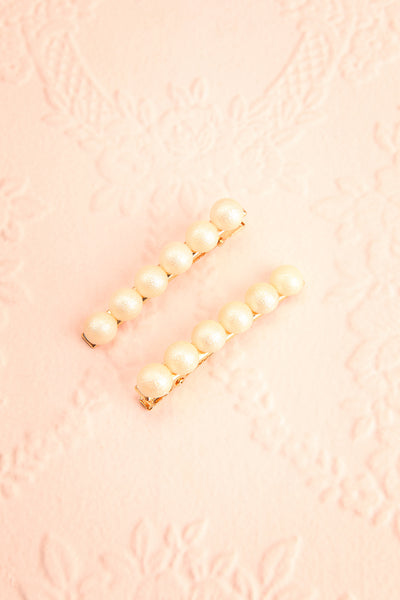 Iubeo Cream Beaded Hair Clips with Shimmer | Boutique 1861