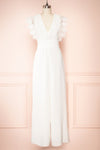 Ivanna White Bridal Jumpsuit w/ Deep V-neck | Boutique 1861 front view