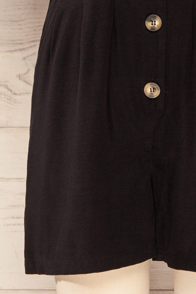 Izola Black Pleated Button-Up Romper | La petite garçonne bottom