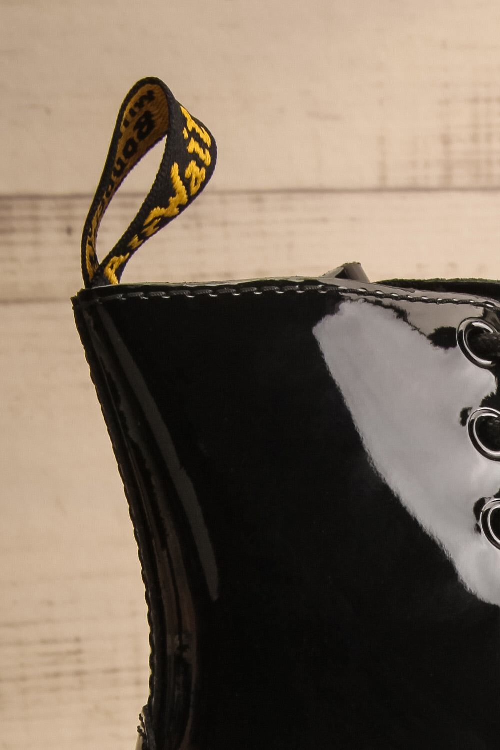 Jadon Black Patent Dr. Martens Platform Boots | La petite garçonne side close-up