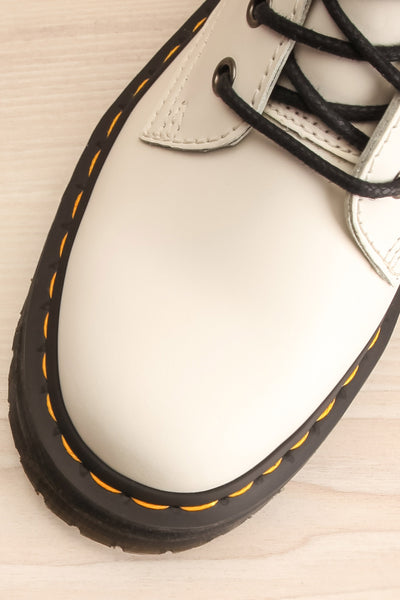 Jadon White Polished Platform Boots | La petite garçonne flat close-up