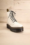 Jadon White Polished Platform Boots | La petite garçonne front view