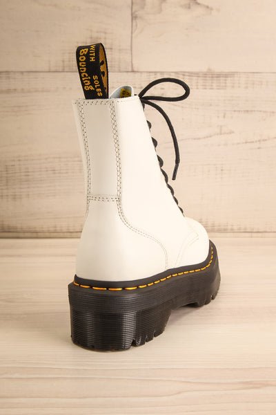 Jadon White Polished Platform Boots | La petite garçonne back view