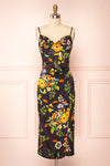Jaelle Floral Print Cowl Neck Midi Dress w/ Side Slit | Boutique 1861 front view